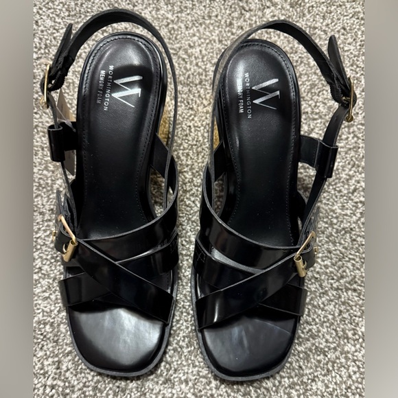 Worthington Shoes - Worthington Women's 9M Glossy Black Heeled Sandals W/Memory Foam NWT